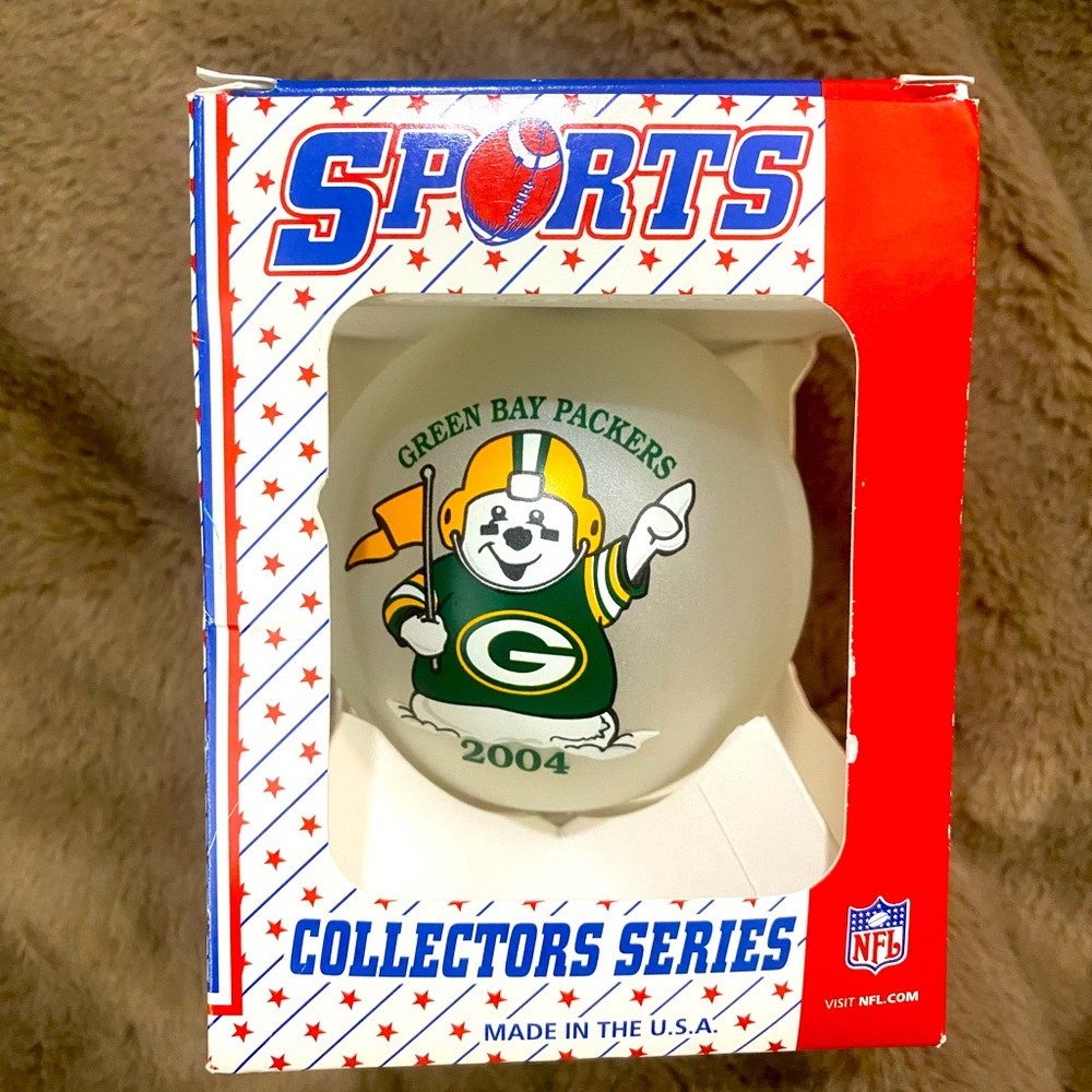 2004 Topperscot Green Bay Packers NFL Snowman Glass Christmas Ornament
